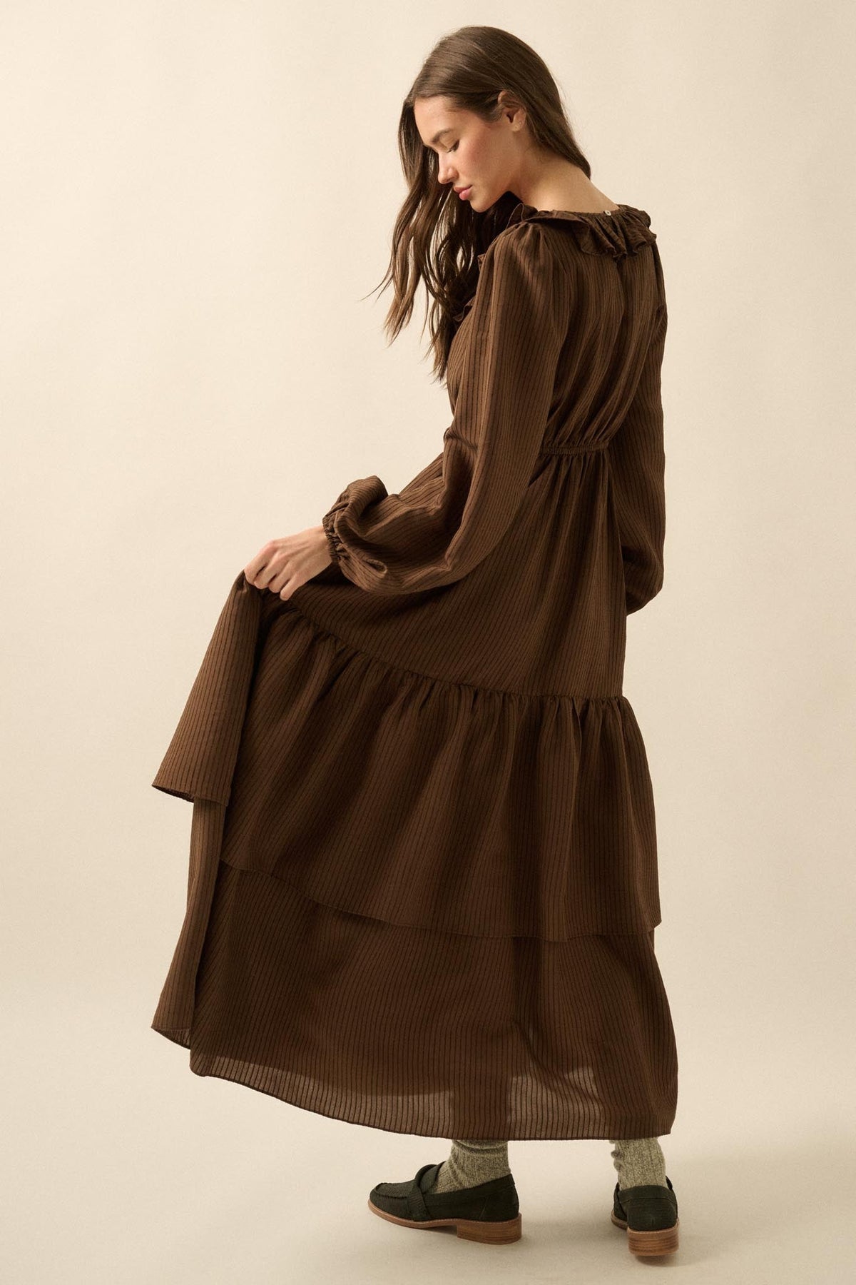 Longing for Love Ruffled Peasant Maxi Dress