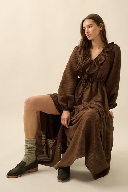 Longing for Love Ruffled Peasant Maxi Dress