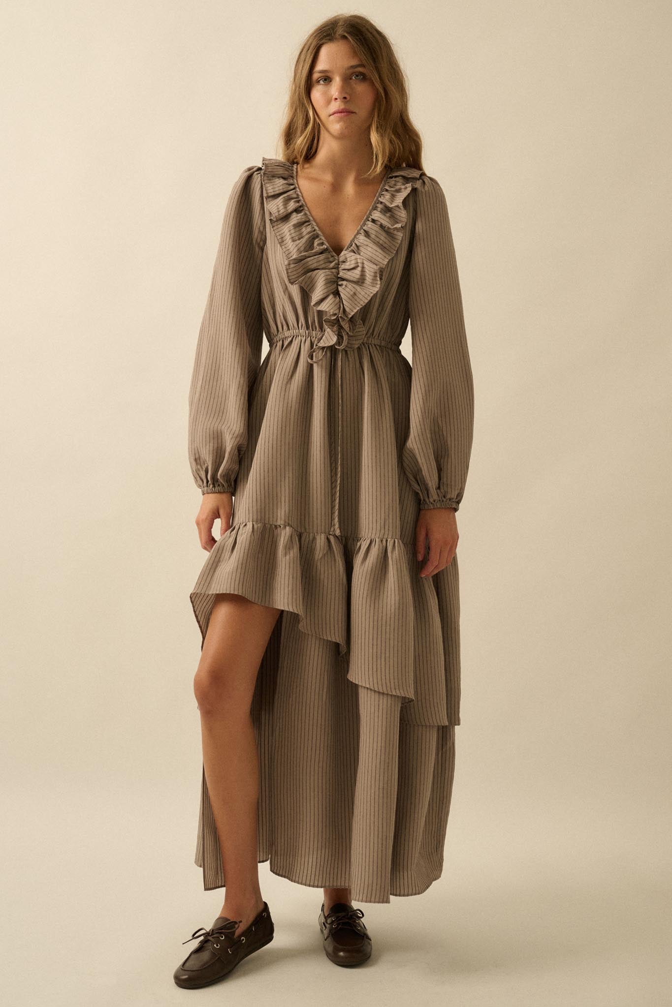 Longing for Love Ruffled Peasant Maxi Dress