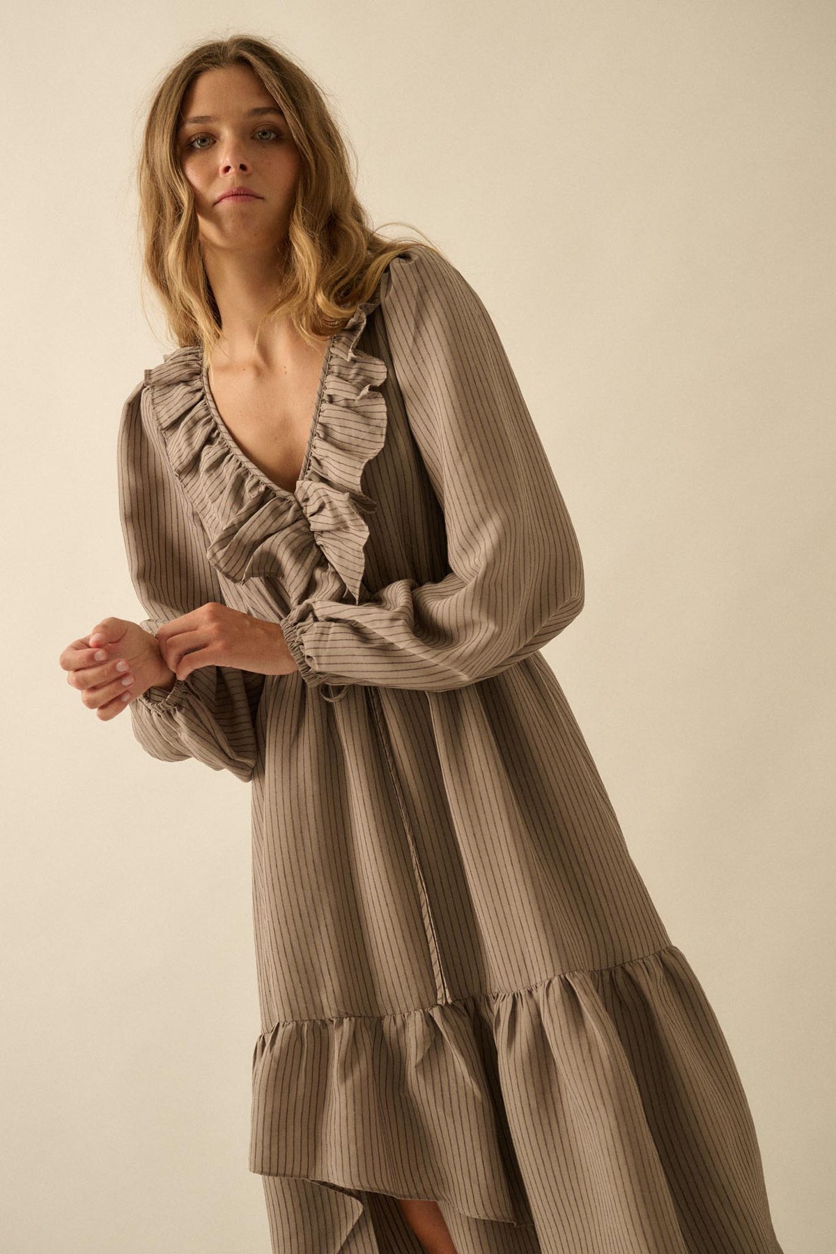 Longing for Love Ruffled Peasant Maxi Dress