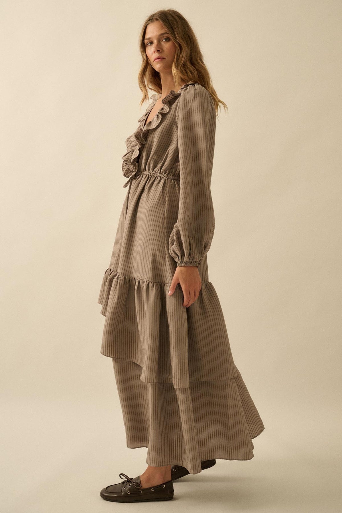 Longing for Love Ruffled Peasant Maxi Dress