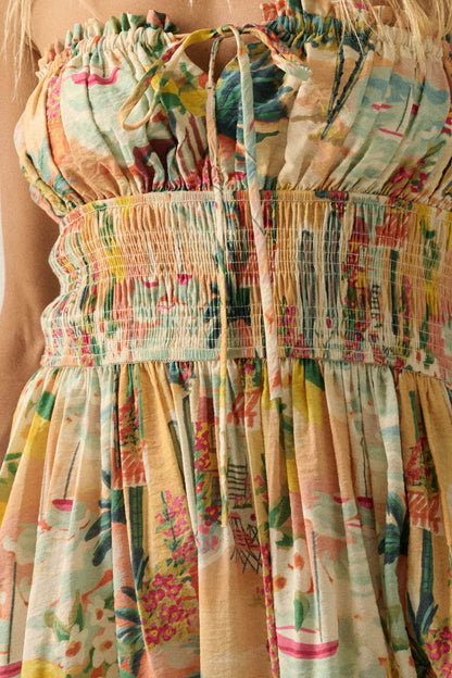 Bahama Mama Tropical-Print Strapless Maxi Dress
