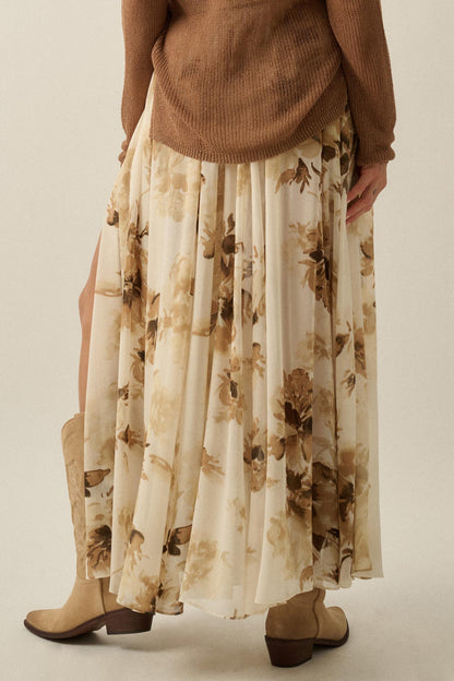 Elegant Embrace Floral Chiffon Wrap Maxi Skort