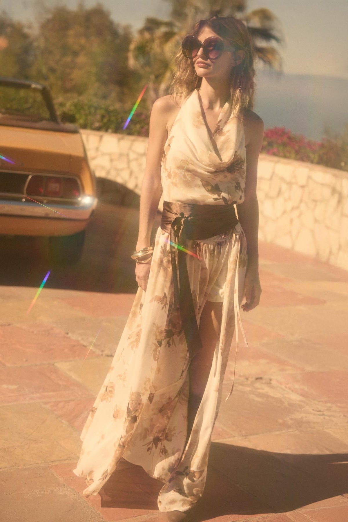 Elegant Embrace Floral Chiffon Wrap Maxi Skort