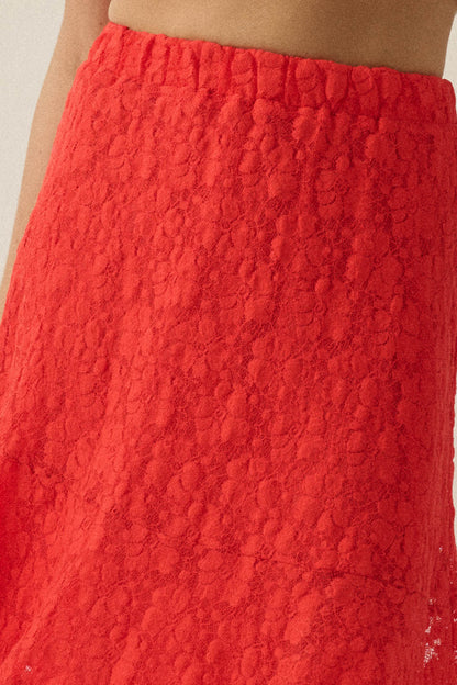 Dreamy Day Floral Lace Asymmetrical Midi Skirt