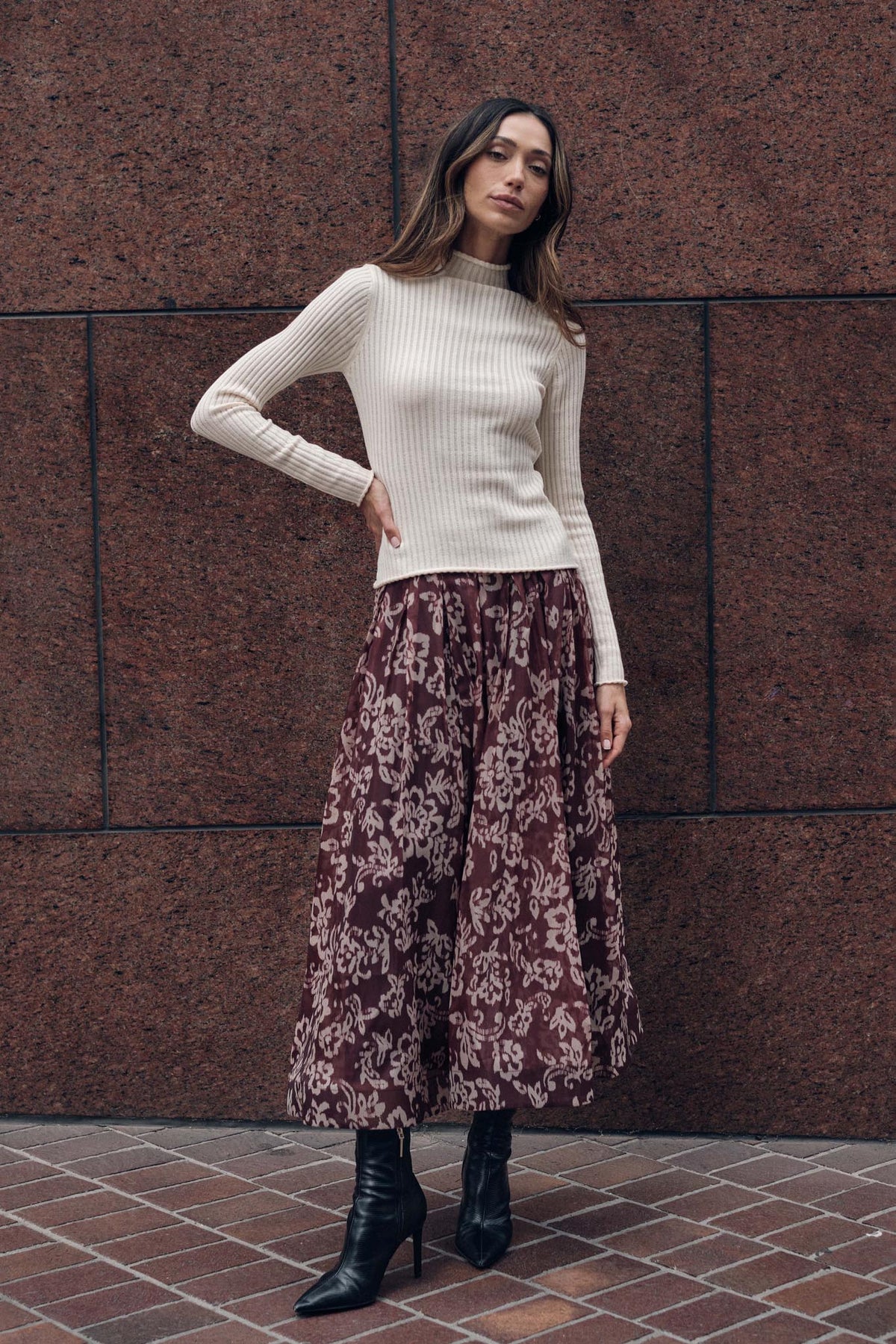 Blooming Grace Floral Organza Circle Midi Skirt