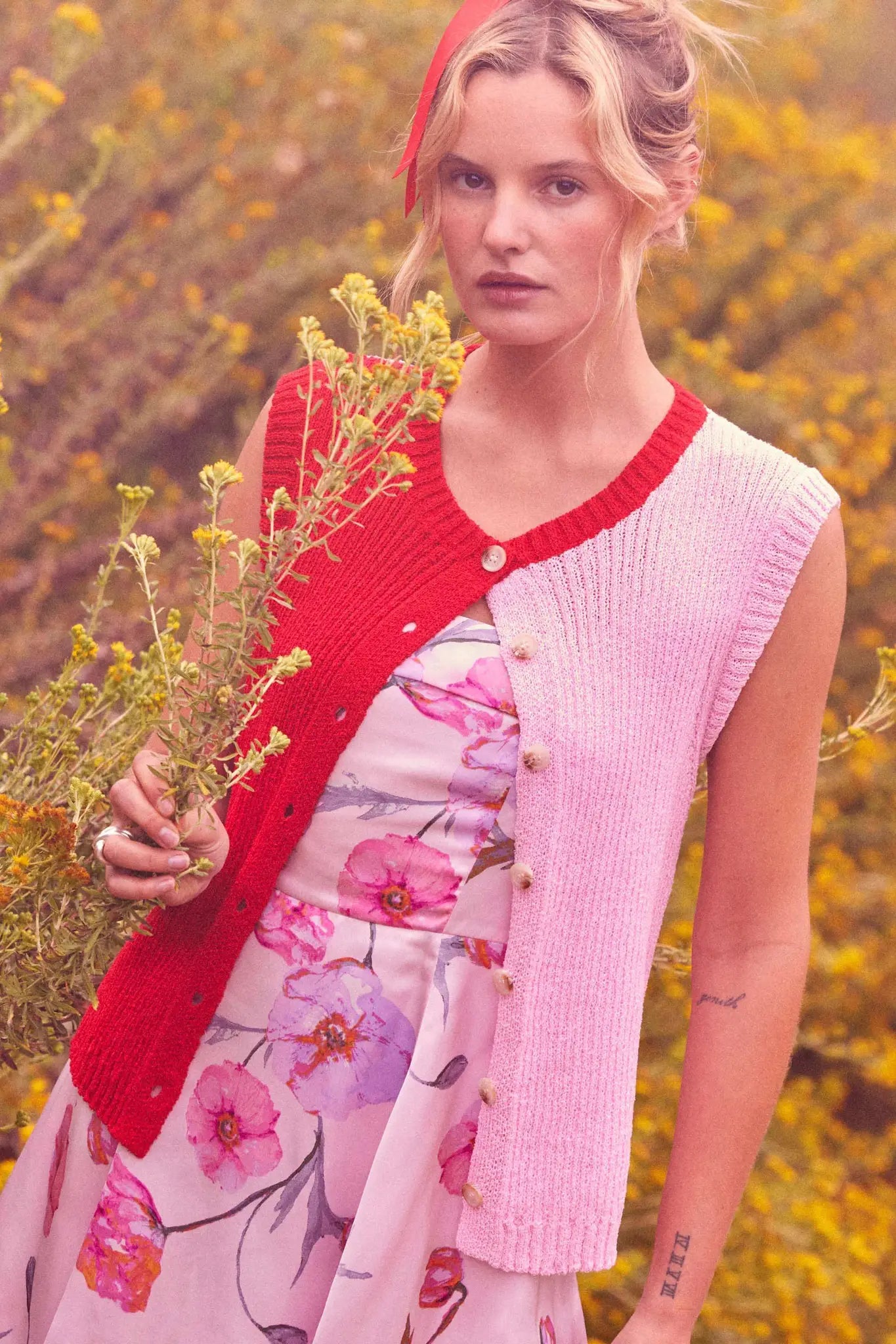 Double Date Colorblock Knit Buttoned Sweater Vest