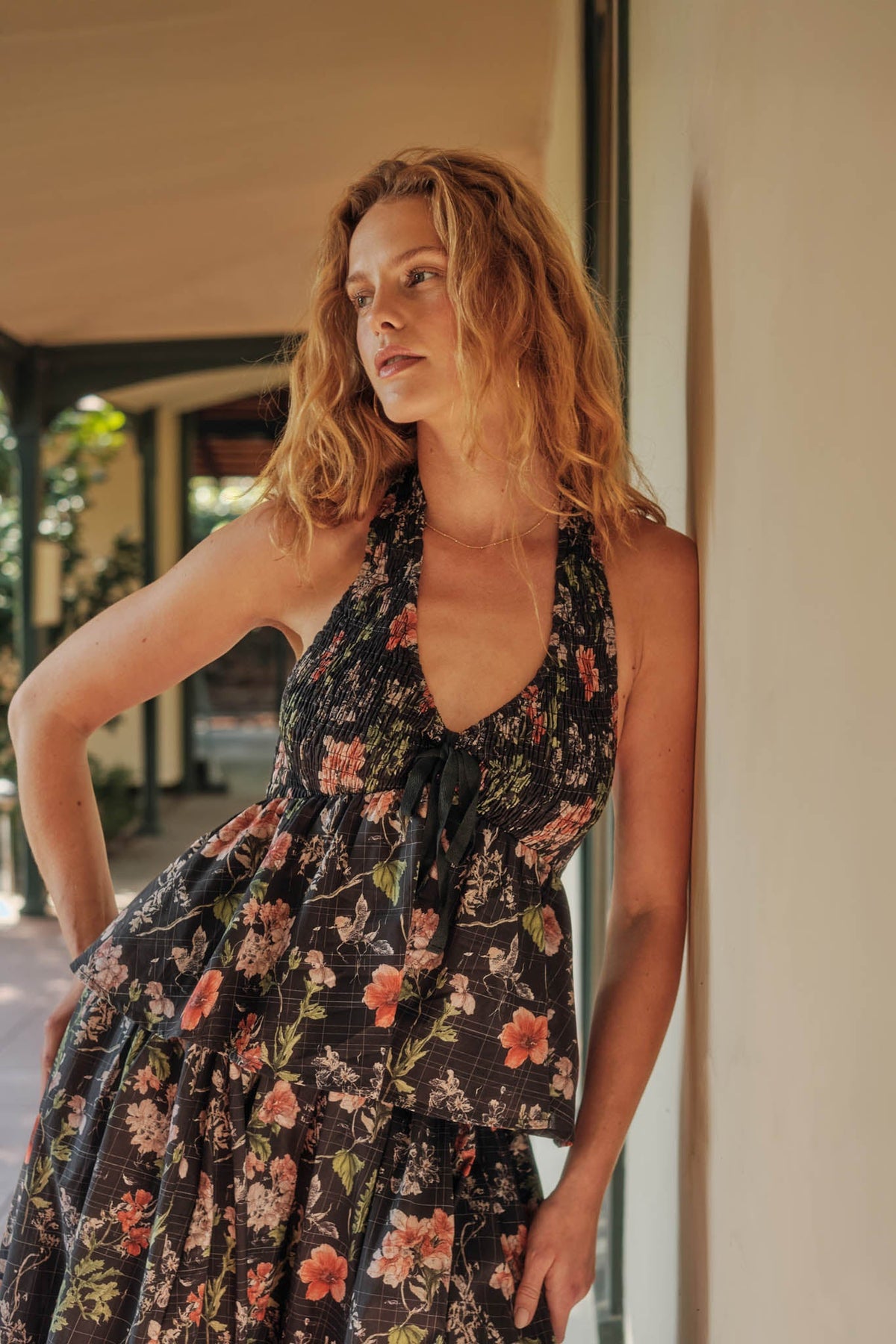 Bouquet in Bloom Floral Smocked Peplum Halter Top