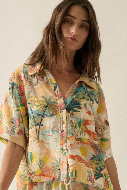 San Juan Serenade Tropical-Print Pocket Shirt