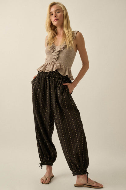 Get Free Smocked Cotton Gauze V-Neck Ruffle Top