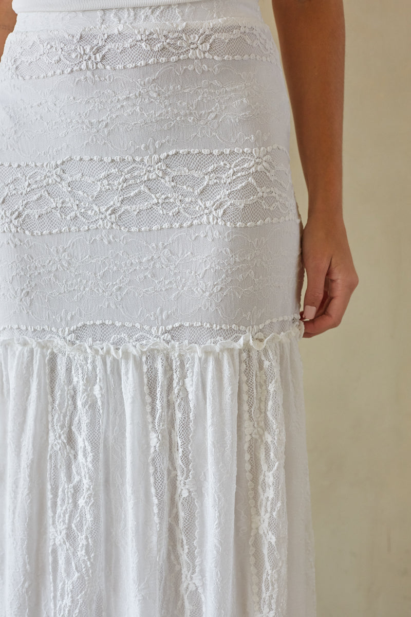 Fawn Lace Tiered Maxi Skirt