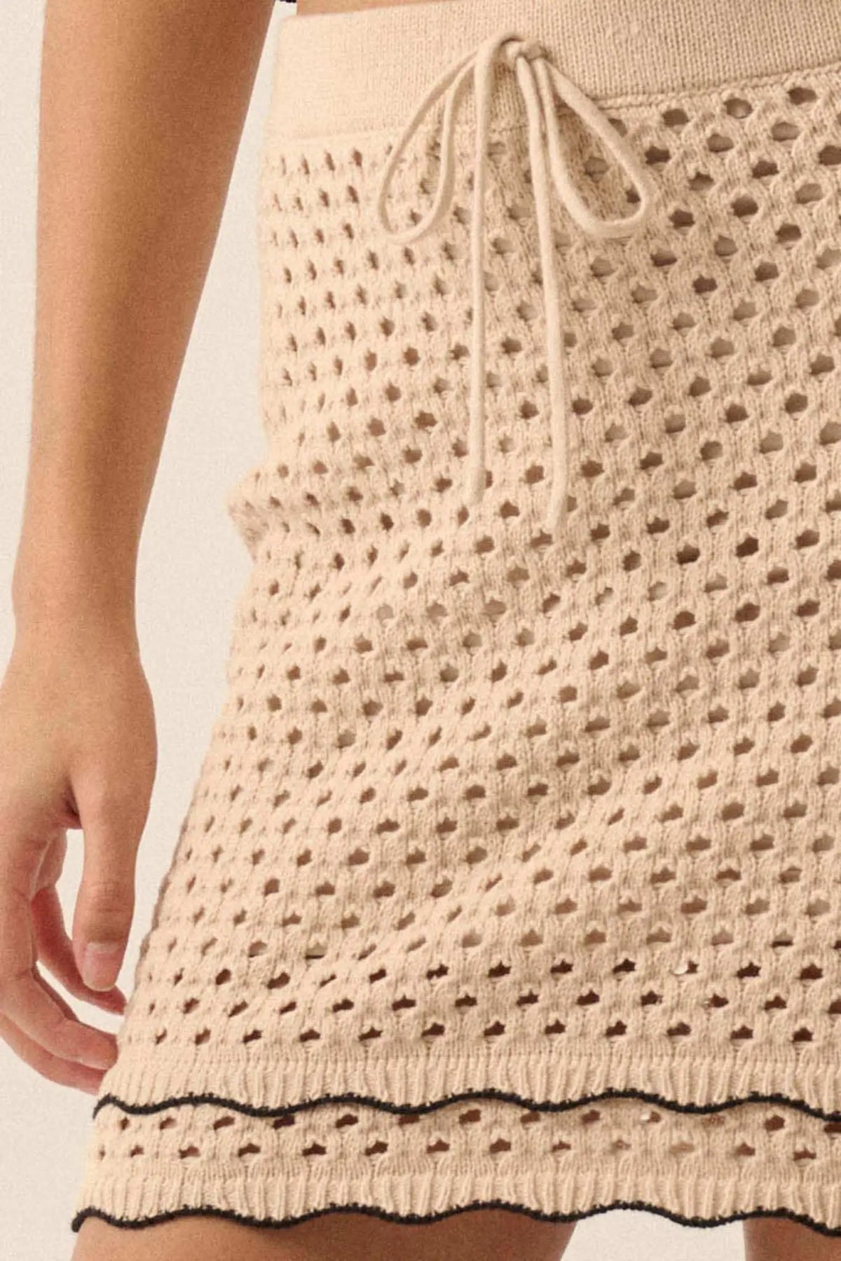 Crochet Away Pointelle Crochet-Knit Mini Skirt