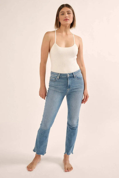 Shaper Fit Scoopneck Rib-Knit Open-Back Bodysuit