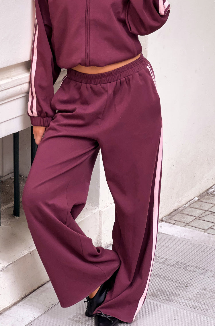 Kosie Burgundy and Pink Stripe Track Pants - PRE ORDER