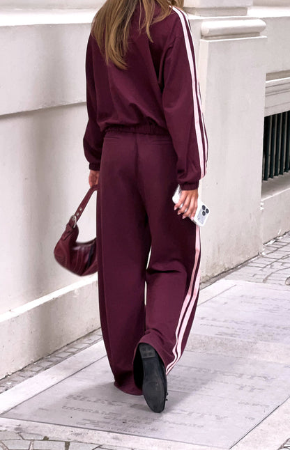 Kosie Burgundy and Pink Stripe Track Pants - PRE ORDER
