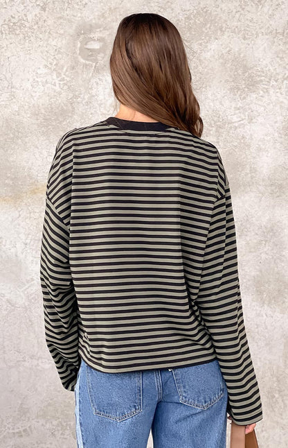 Lioness Bloom Forest Stripe Long Sleeve Top