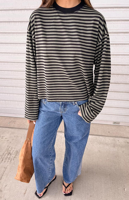 Lioness Bloom Forest Stripe Long Sleeve Top