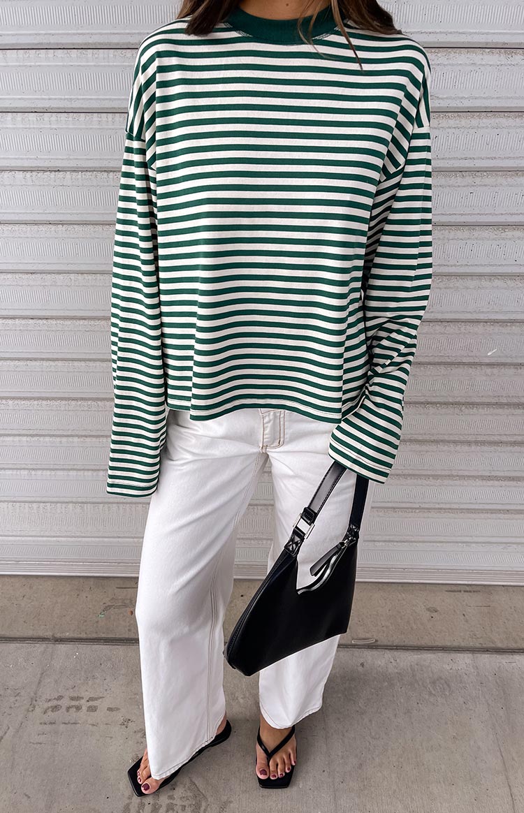 Lioness Bloom Moss Stripe Long Sleeve Top