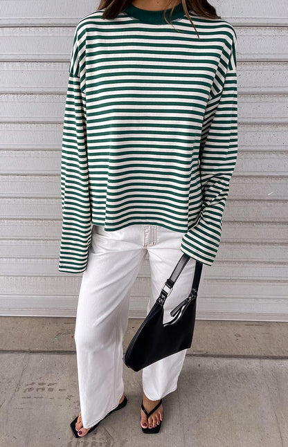 Lioness Bloom Moss Stripe Long Sleeve Top