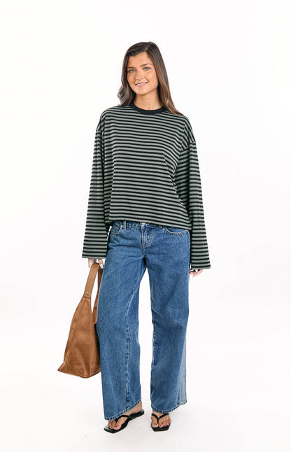 Lioness Bloom Forest Stripe Long Sleeve Top