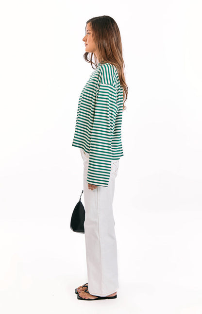 Lioness Bloom Moss Stripe Long Sleeve Top