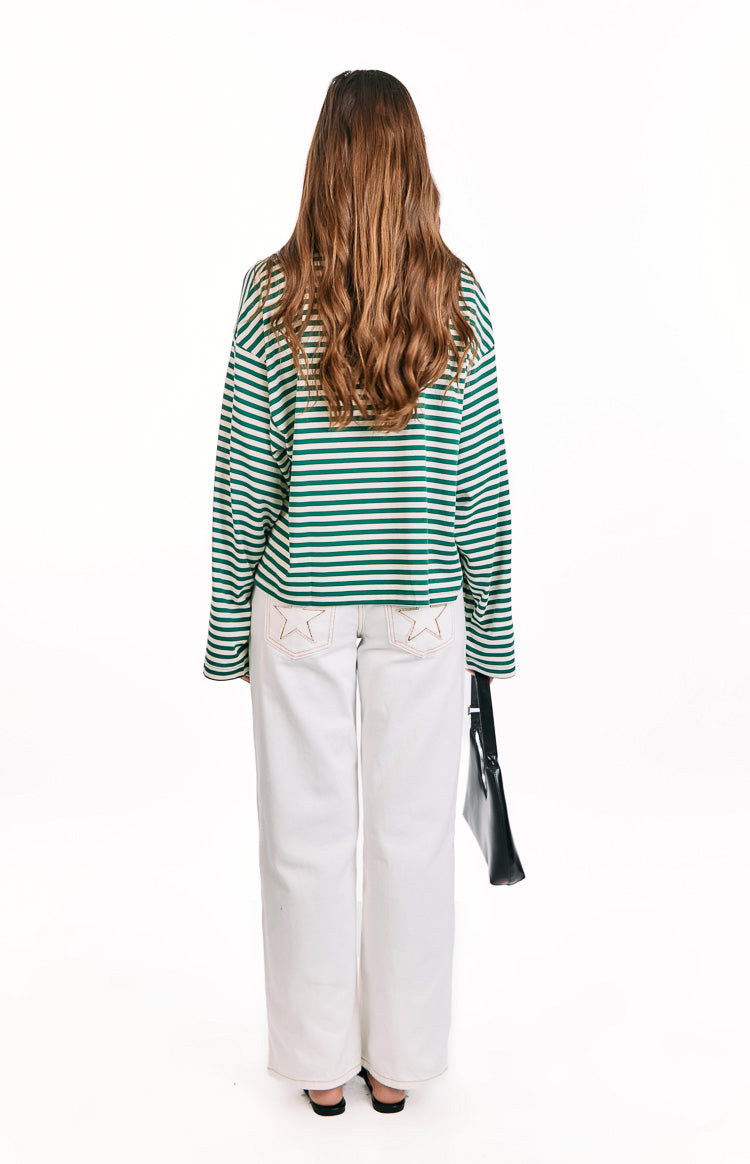 Lioness Bloom Moss Stripe Long Sleeve Top