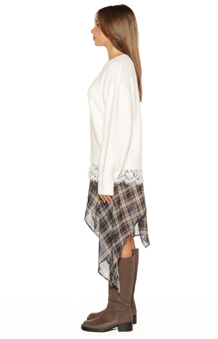 Lolly Cream Lace Trim Knit