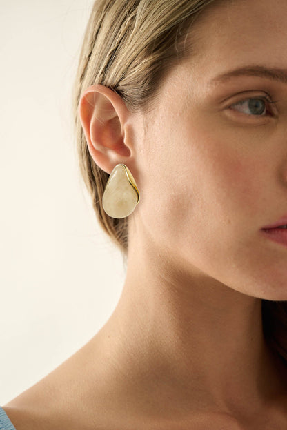 Sausalito Marble Resin Teardrop Earrings