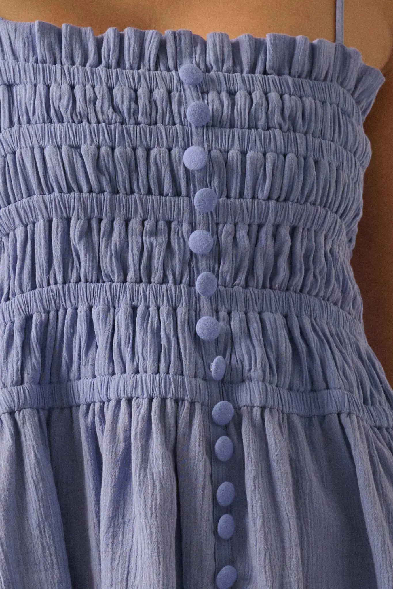 Catching Clouds Smocked Crinkle Cotton Mini Dress