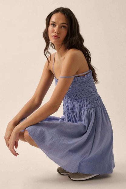 Catching Clouds Smocked Crinkle Cotton Mini Dress