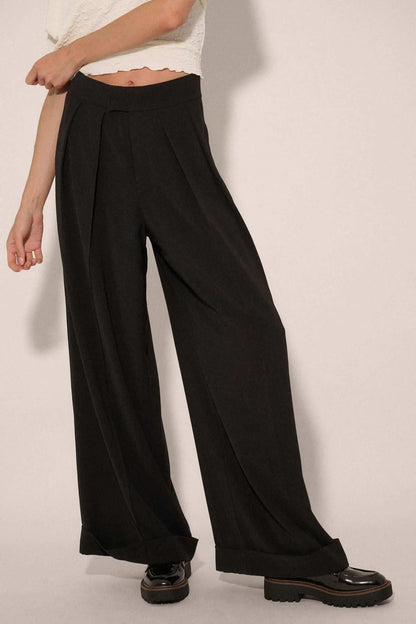 Hit Your Stride Pleat-Front Cuffed Wide-Leg Pants