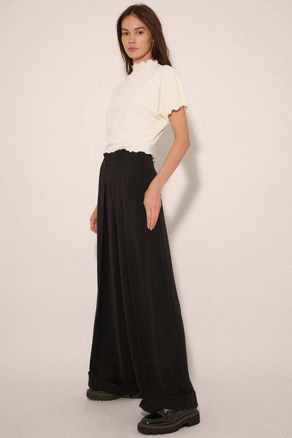Hit Your Stride Pleat-Front Cuffed Wide-Leg Pants