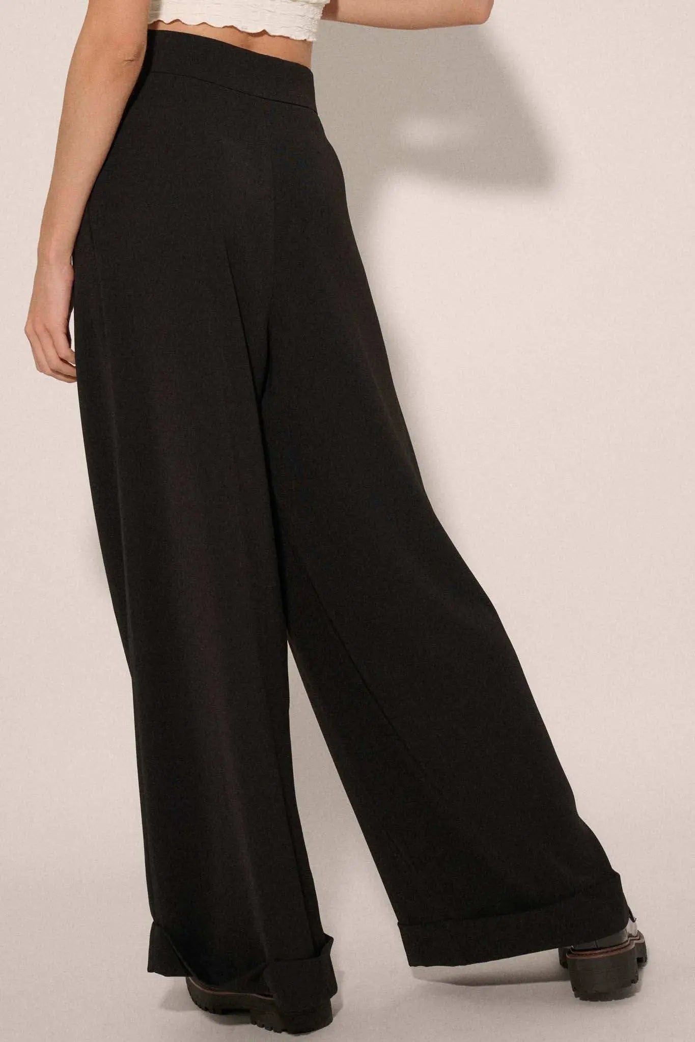 Hit Your Stride Pleat-Front Cuffed Wide-Leg Pants