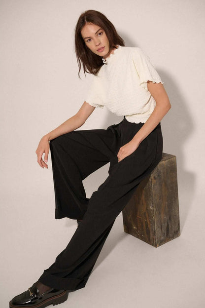 Hit Your Stride Pleat-Front Cuffed Wide-Leg Pants