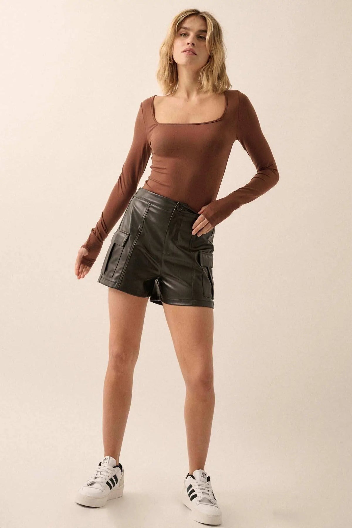 Hot Shot Vegan Leather Cargo Shorts