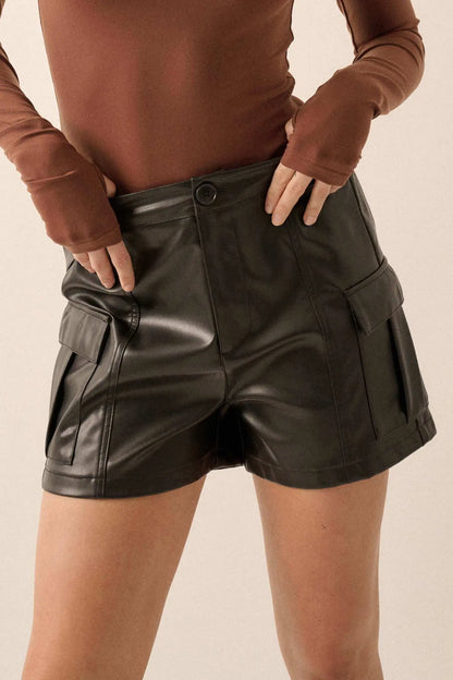 Hot Shot Vegan Leather Cargo Shorts