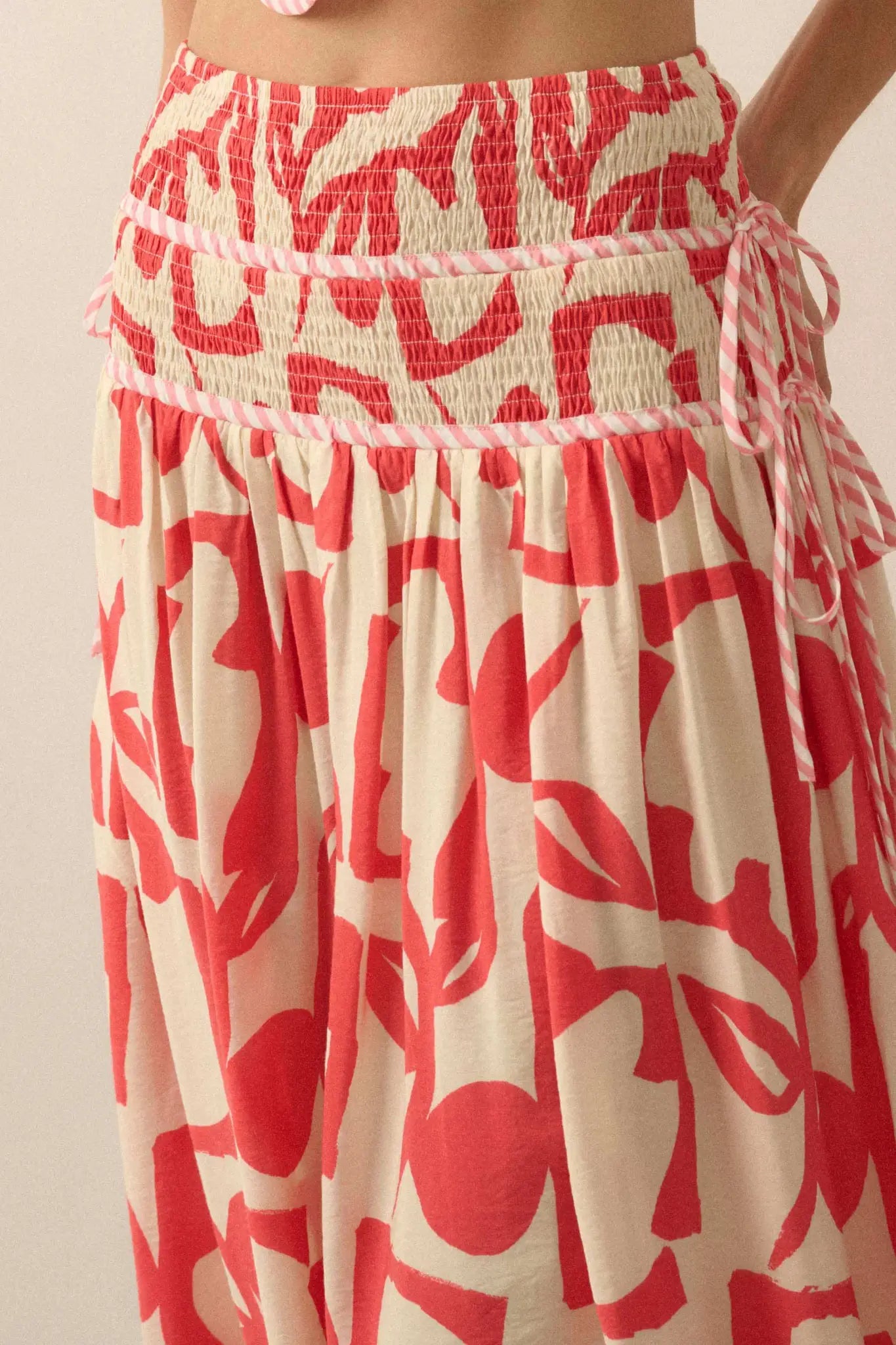 Pop Petals Abstract Floral Drop-Waist Maxi Skirt