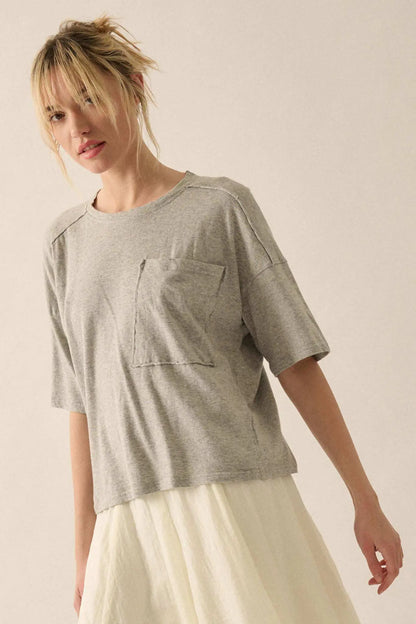 Easy Fit Raw-Edge Loose-Fit Pocket Tee