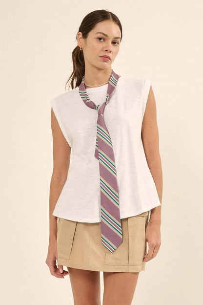Easy Fit Vintage-Wash Slub Cotton Sleeveless Tee