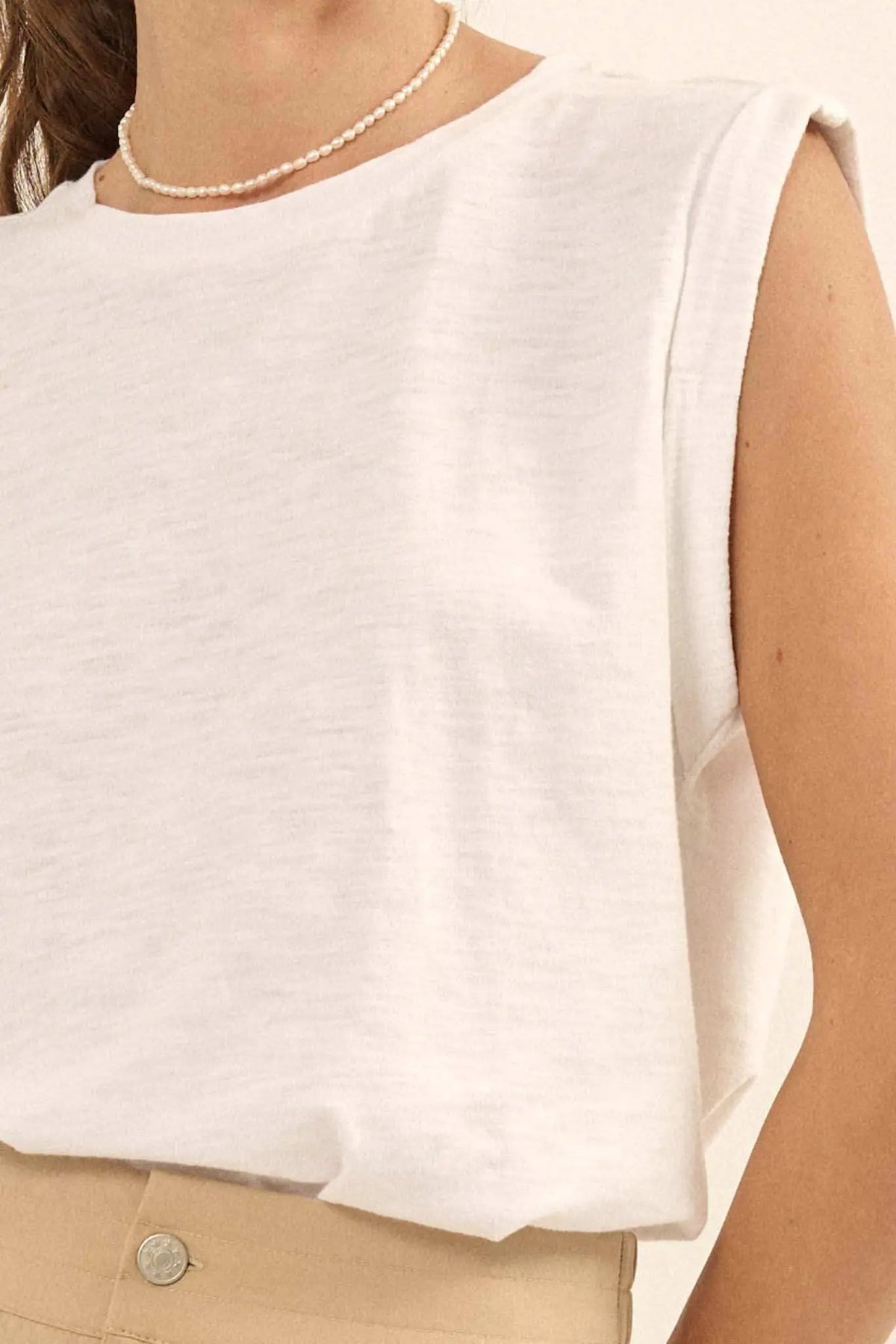 Easy Fit Vintage-Wash Slub Cotton Sleeveless Tee