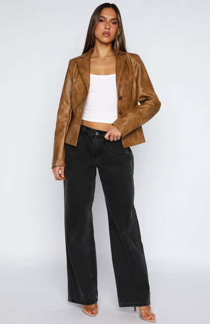 Classic Babe PU Jacket Tan