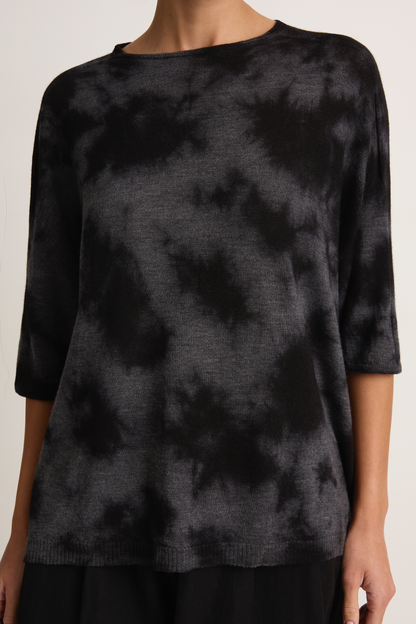 Pas De Calais Alashan Cashmere Uneven Dye Boat Neck Pullover - Charcoal