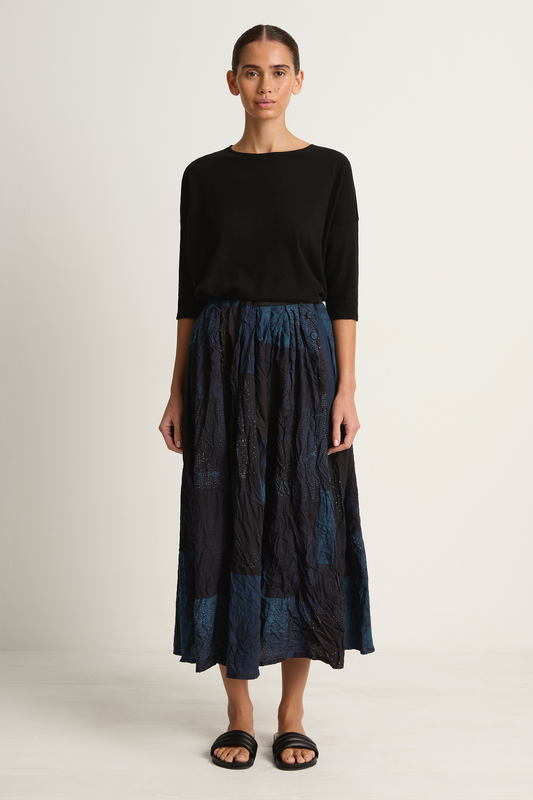 Pas De Calais Tsugihagi Print Skirt - Navy