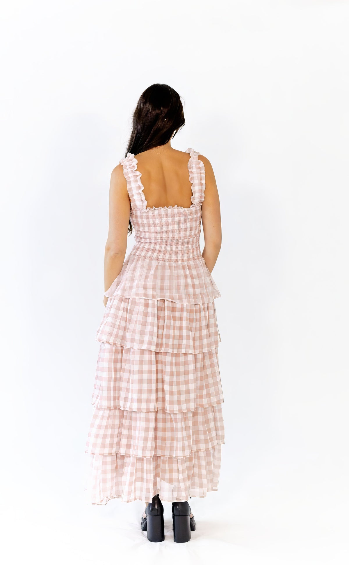 Axel Checked Tiered Maxi Dress