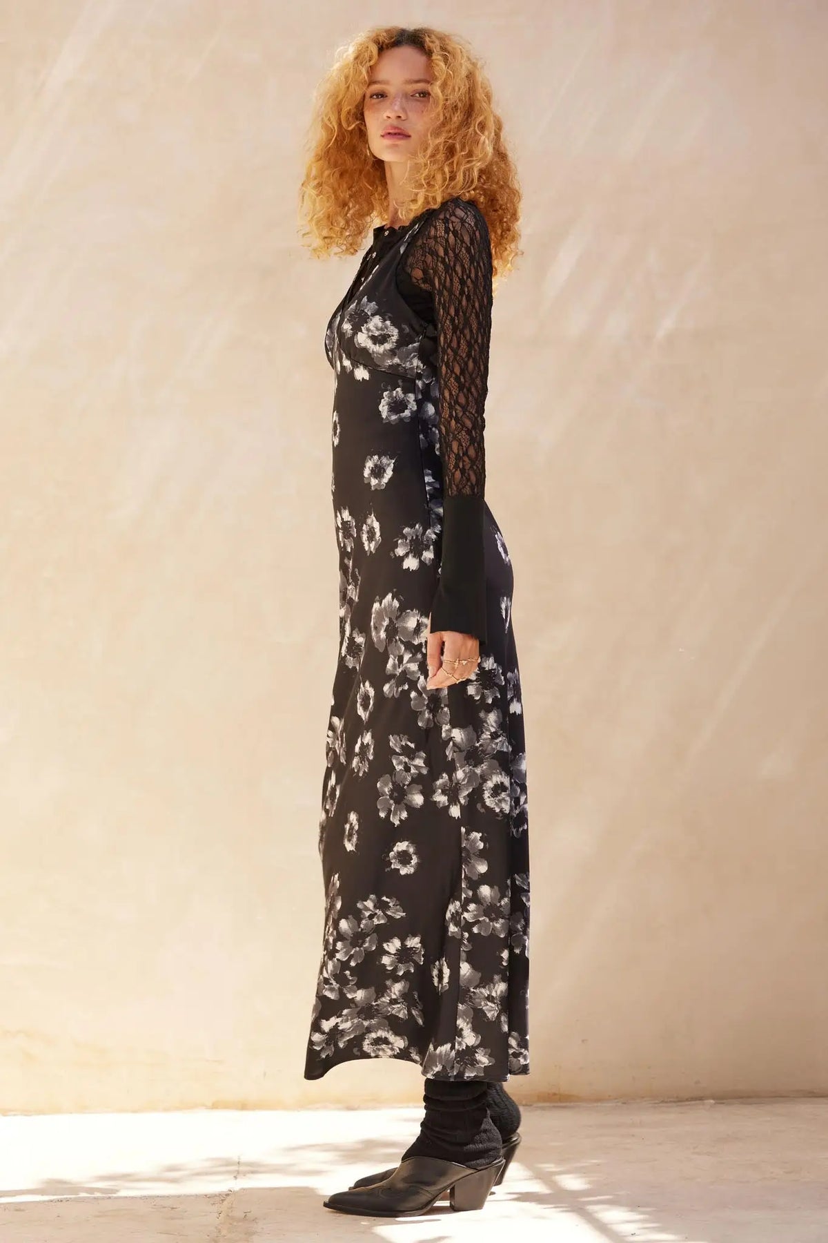 Silken Blossoms Bias-Cut Floral Satin Maxi Dress