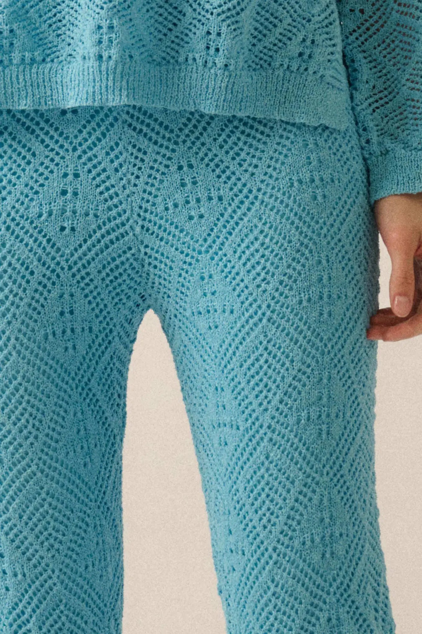 Dancing Diamonds Pointelle Crochet-Knit Pants