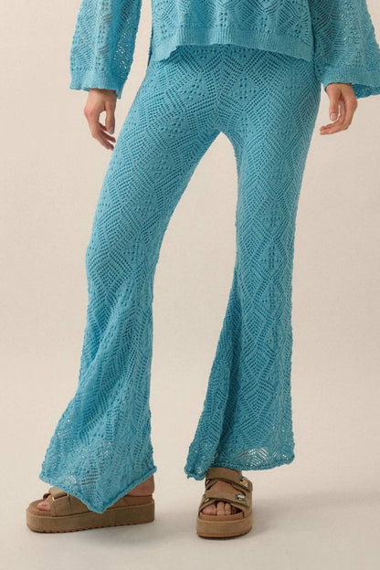 Dancing Diamonds Pointelle Crochet-Knit Pants