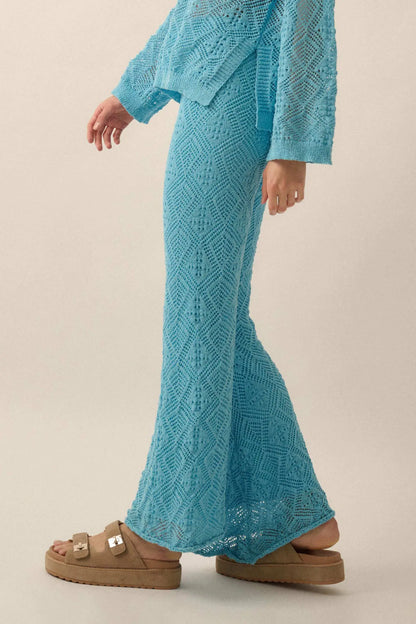 Dancing Diamonds Pointelle Crochet-Knit Pants