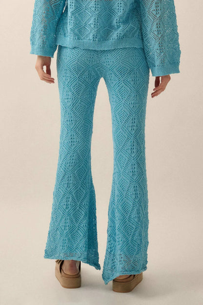 Dancing Diamonds Pointelle Crochet-Knit Pants
