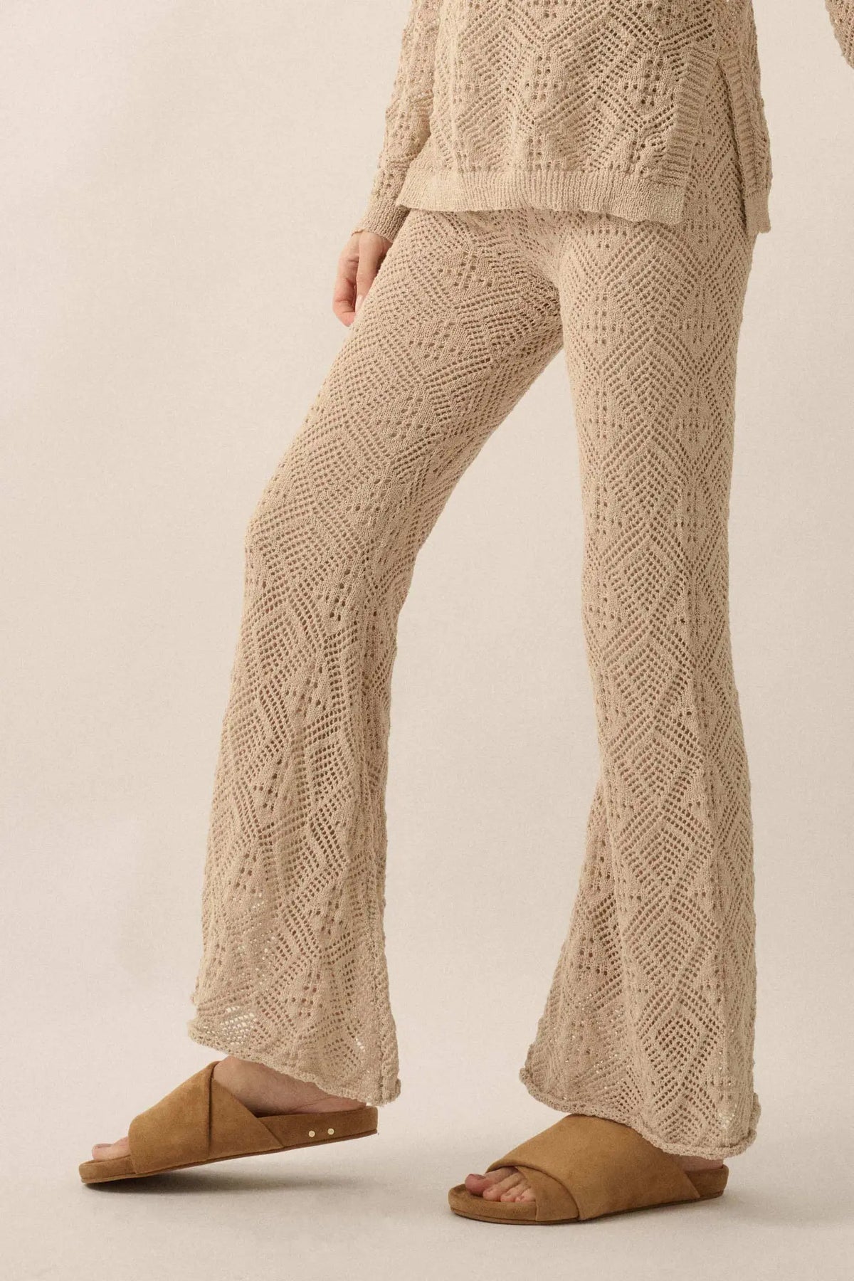Dancing Diamonds Pointelle Crochet-Knit Pants